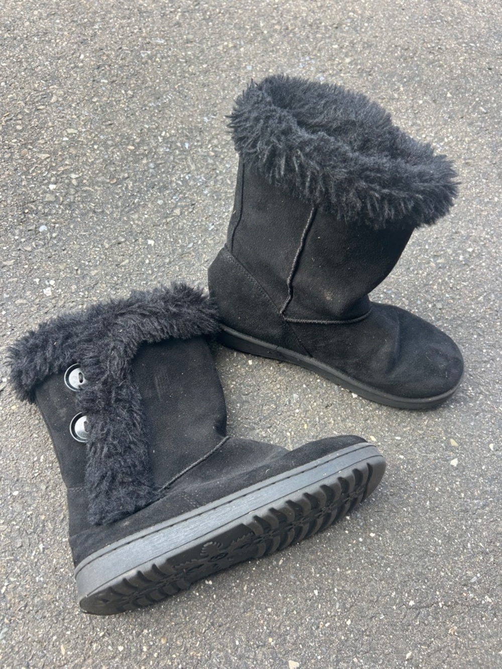 SO Black Faux Fur Kids Snow Boots